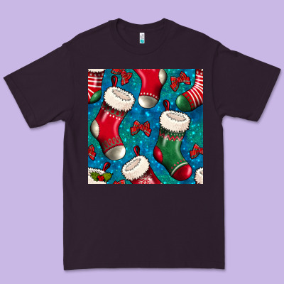 Christmas Socks Seamless Pattern Premium Tee Designed By Bundleandbundleshop