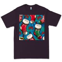 Plum christmas socks seamless pattern Premium Tee - BundleAndBundleShop