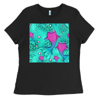 Black mermaid tail seamless pattern Ladies Tee - HRA Design Shop