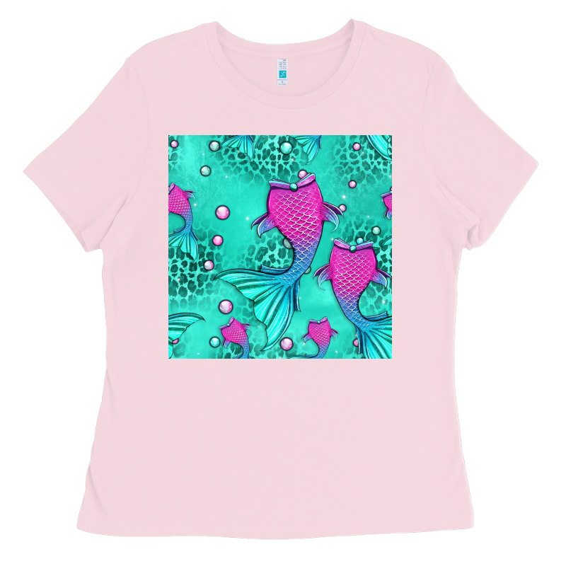 Mermaid Tail Seamless Pattern Ladies Tee by HRA Design Shop | Teevron