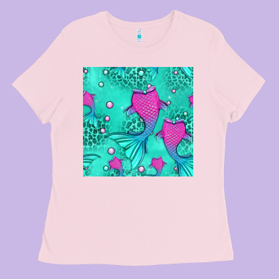 Mermaid Tail Seamless Pattern Ladies Tee Designed By Hra Design Shop