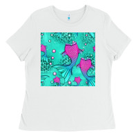 White mermaid tail seamless pattern Ladies Tee - HRA Design Shop
