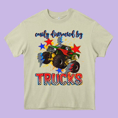 Easily Distracted By Trucks Heavy Core Tee Designed By Adodesignshop