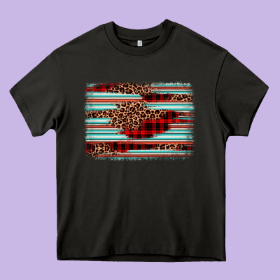 Leopard Serape Background Heavy Core Tee Designed By Barkaloodesign