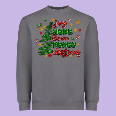 Joy Hope Love Peace Christmas Heavyweight Sweatshirt Designed By Maliassmallbusiness