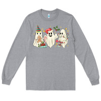 Heather Grey Christmas ghosts Long Sleeve Tee - MaliasSmallBusiness