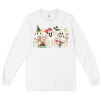White Christmas ghosts Long Sleeve Tee - MaliasSmallBusiness