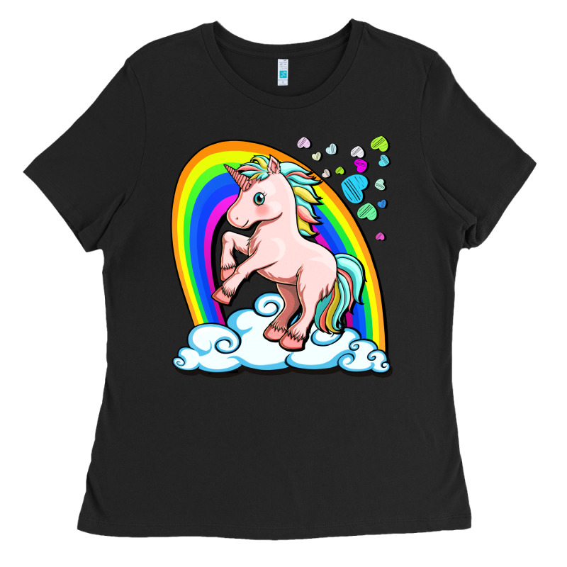 Cute Unicorn With Rainbow Ladies Tee by FaDigitalArtStudio | Teevron