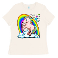 Bone cute unicorn with rainbow Ladies Tee - FaDigitalArtStudio