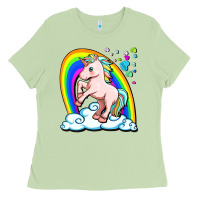Matcha cute unicorn with rainbow Ladies Tee - FaDigitalArtStudio