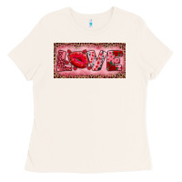 Bone Pink Love Kiss Valentine's Day Ladies Tee - RanaPortraitStore