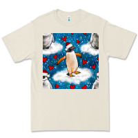 Bone christmas penguin and heart seamless pattern Premium Tee - BundleAndBundleShop