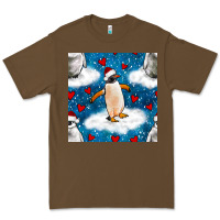 Cacao christmas penguin and heart seamless pattern Premium Tee - BundleAndBundleShop