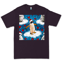Plum christmas penguin and heart seamless pattern Premium Tee - BundleAndBundleShop