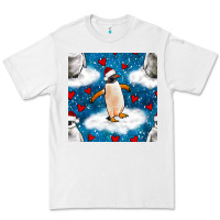 White christmas penguin and heart seamless pattern Premium Tee - BundleAndBundleShop
