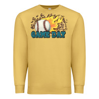 Antique Gold game day baseball leopard flames fireball Premium Sweatshirt - HowdyJamesFarm