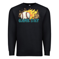 Black game day baseball leopard flames fireball Premium Sweatshirt - HowdyJamesFarm