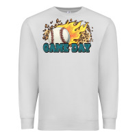 Dove Grey game day baseball leopard flames fireball Premium Sweatshirt - HowdyJamesFarm