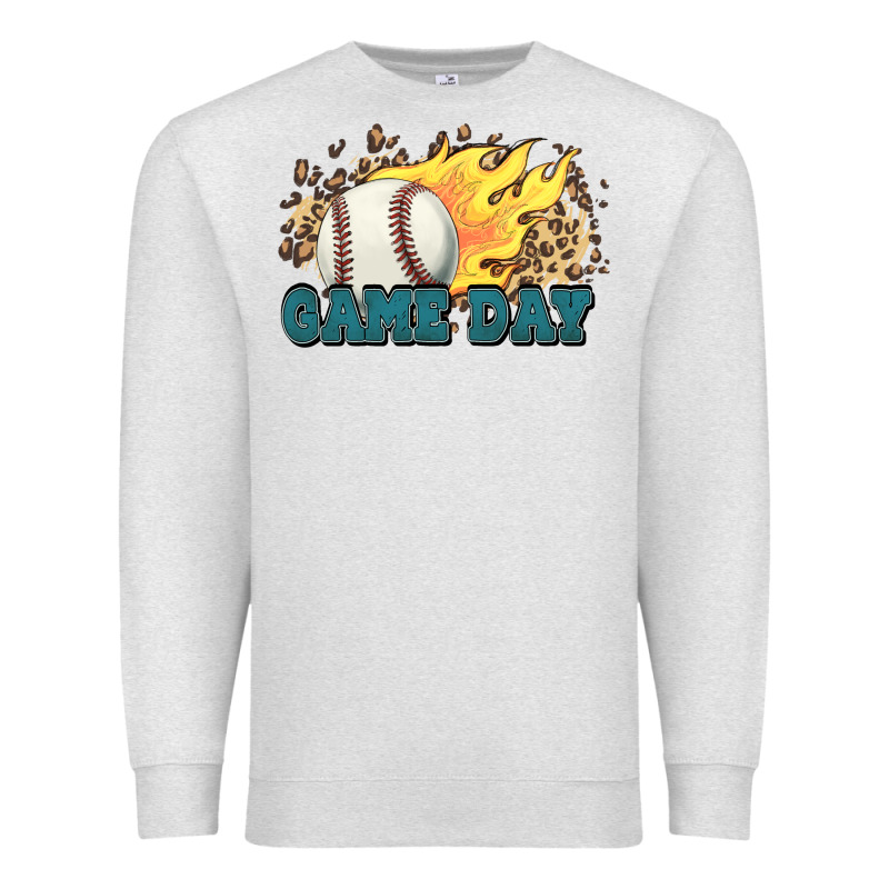 Game Day Baseball Leopard Flames Fireball Premium Sweatshirt by HowdyJamesFarm | Teevron