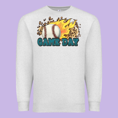 Game Day Baseball Leopard Flames Fireball Premium Sweatshirt Designed By Howdyjamesfarm