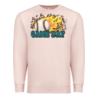 Pale Pink game day baseball leopard flames fireball Premium Sweatshirt - HowdyJamesFarm