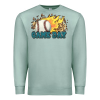 Seafoam game day baseball leopard flames fireball Premium Sweatshirt - HowdyJamesFarm