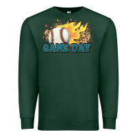 Sports Green game day baseball leopard flames fireball Premium Sweatshirt - HowdyJamesFarm