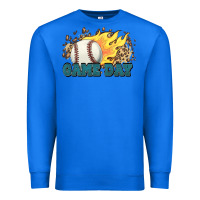 True Royal game day baseball leopard flames fireball Premium Sweatshirt - HowdyJamesFarm