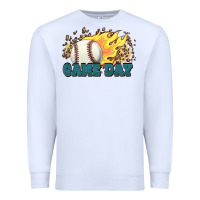 White game day baseball leopard flames fireball Premium Sweatshirt - HowdyJamesFarm