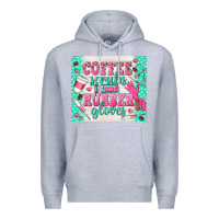 Heather Grey coffee scrubs and rubber gloves Premium Hoodie - TumblerDesignByShophia