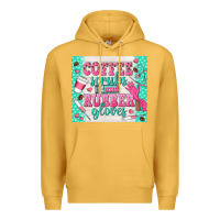 Mustard coffee scrubs and rubber gloves Premium Hoodie - TumblerDesignByShophia