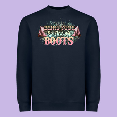 Bring Your Ass Kicking Boots Heavyweight Sweatshirt Designed By Nancycooperartshop