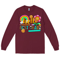 Burgundy hello first grade Long Sleeve Tee - NancyCooperArtShop