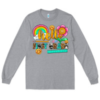 Heather Grey hello first grade Long Sleeve Tee - NancyCooperArtShop