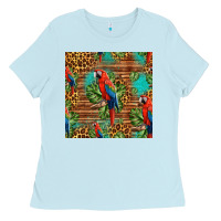 Macaw Parrot Seamless Pattern Ladies Tee | Teevron