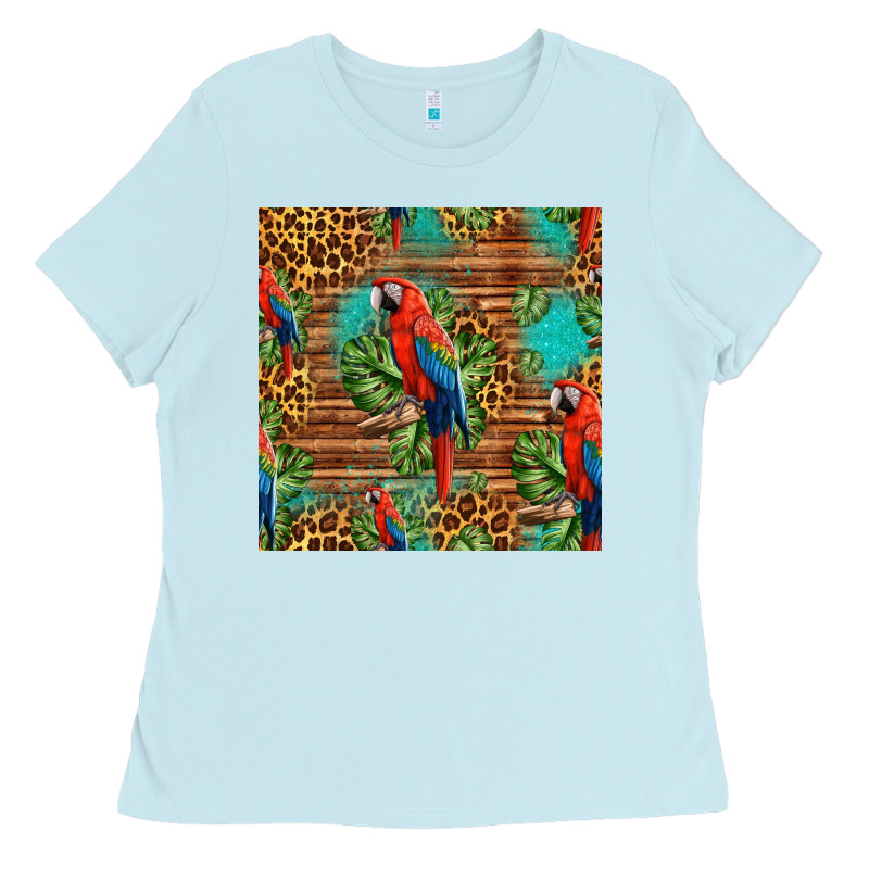 Macaw Parrot Seamless Pattern Ladies Tee by HRA Design Shop | Teevron