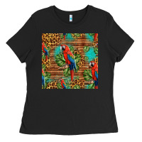 Black macaw parrot seamless pattern Ladies Tee - HRA Design Shop