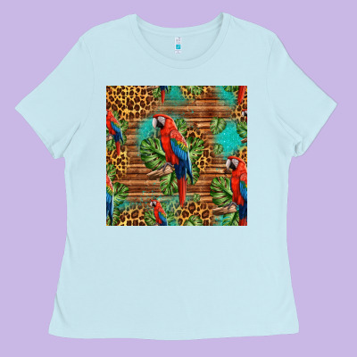 Macaw Parrot Seamless Pattern Ladies Tee Designed By Hra Design Shop