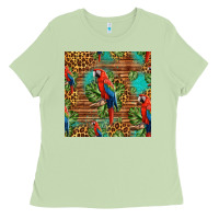 Matcha macaw parrot seamless pattern Ladies Tee - HRA Design Shop