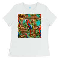 White macaw parrot seamless pattern Ladies Tee - HRA Design Shop