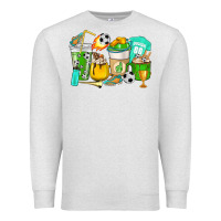 Oatmeal Heather Football coffee cups Premium Sweatshirt - HowdyJamesFarm