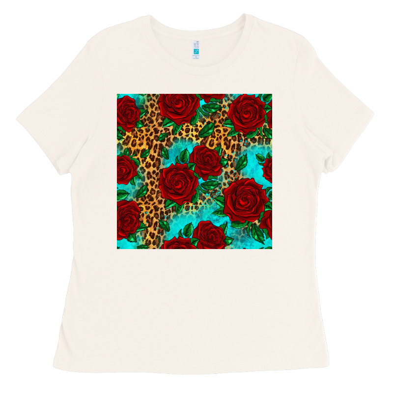 Leopard Roses Seamless Pattern Ladies Tee by HRA Design Shop | Teevron
