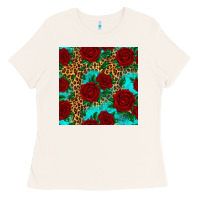 Bone leopard roses seamless pattern Ladies Tee - HRA Design Shop