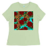 Matcha leopard roses seamless pattern Ladies Tee - HRA Design Shop