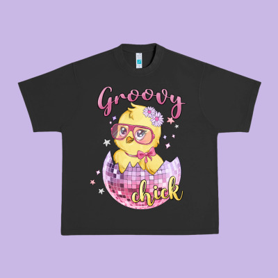 Groovy Chick Easter Urban Heavy Tee Designed By Maliassmallbusiness