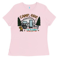 Bubblegum Pink camp fire squad Ladies Tee - CowhideDigitalArt