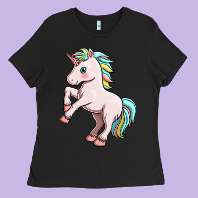 Cute Unicorn Ladies Tee Designed By Fadigitalartstudio
