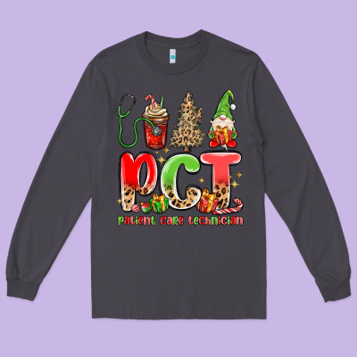 Pct Patient Care Technician Christmas Long Sleeve Tee Designed By Maliassmallbusiness