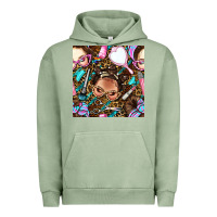Pigment Oil Green hairdresser messy bun hand mirror and scissors with leopard and tiger  Urban Hoodie - BundleAndBundleShop