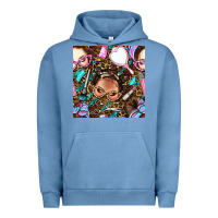 Pigment Pebble Blue hairdresser messy bun hand mirror and scissors with leopard and tiger  Urban Hoodie - BundleAndBundleShop